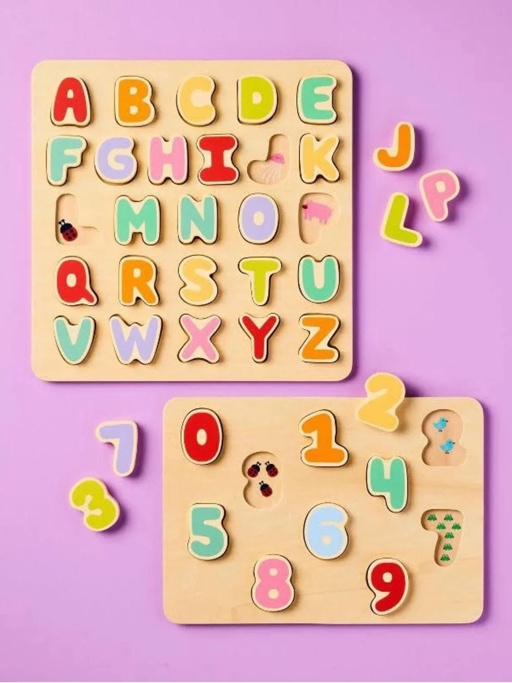 Gigglescape Wooden Alphabet & Number Puzzles